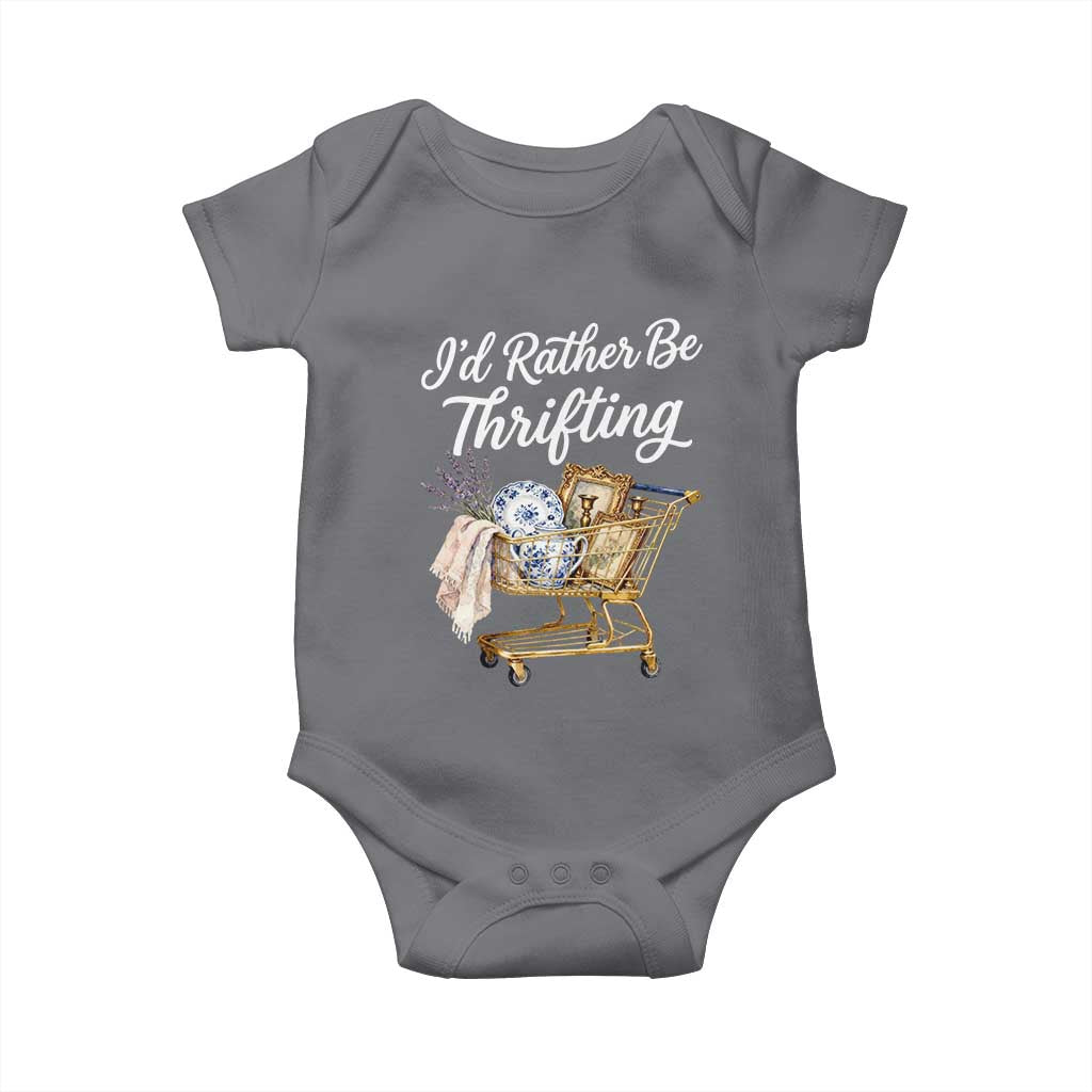 I Would Rather Be Thrifting Baby Onesie Funny Shopping Quote Vintage Hunter TS11 Charcoal Print Your Wear