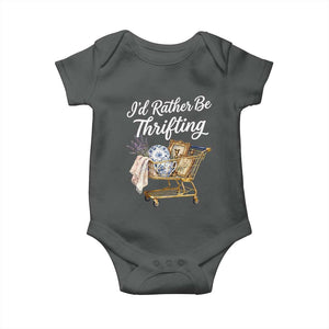 I Would Rather Be Thrifting Baby Onesie Funny Shopping Quote Vintage Hunter TS11 Dark Heather Print Your Wear