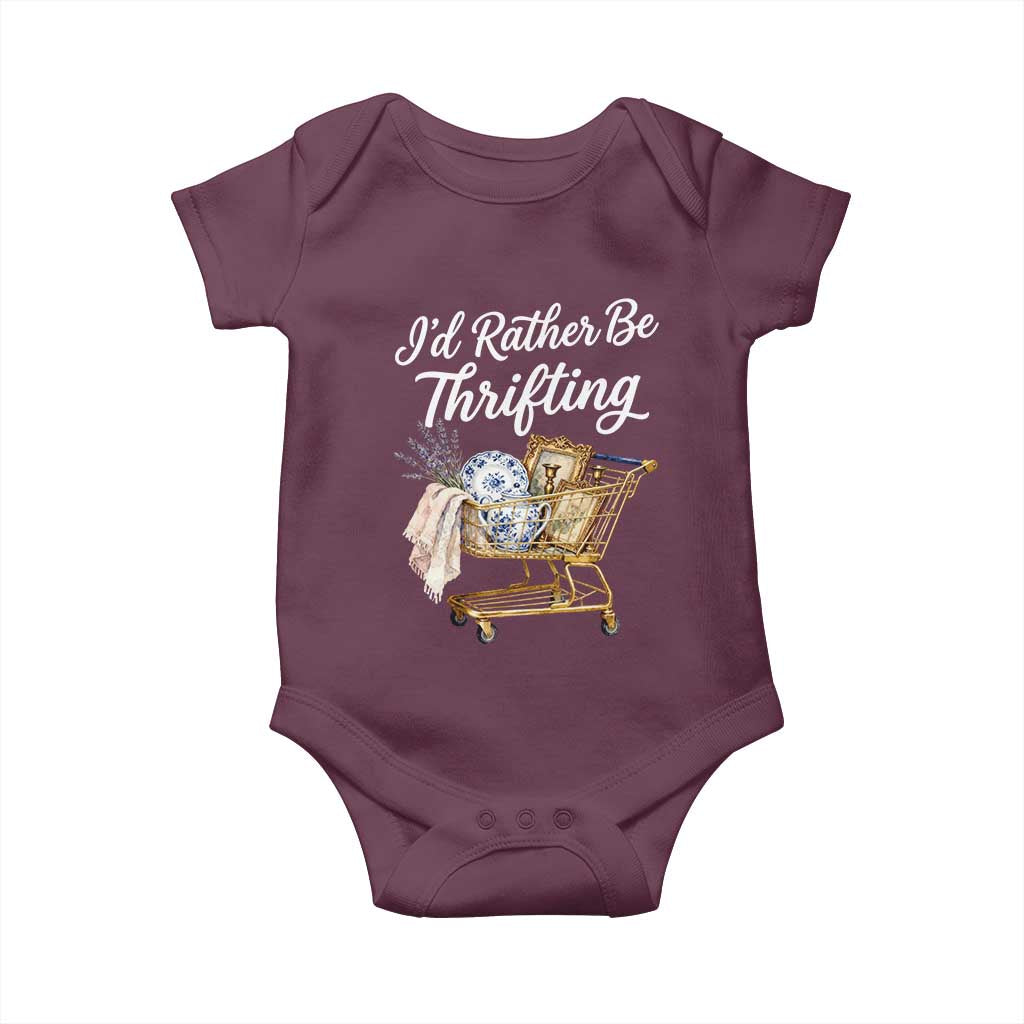 I Would Rather Be Thrifting Baby Onesie Funny Shopping Quote Vintage Hunter TS11 Maroon Print Your Wear