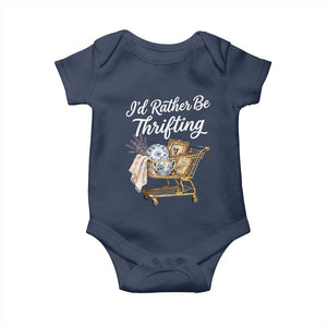 I Would Rather Be Thrifting Baby Onesie Funny Shopping Quote Vintage Hunter TS11 Navy Print Your Wear