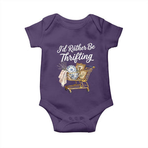 I Would Rather Be Thrifting Baby Onesie Funny Shopping Quote Vintage Hunter TS11 Purple Print Your Wear
