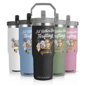 I Would Rather Be Thrifting Flip Straw Tumbler Funny Shopping Quote Vintage Hunter TS11 Print Your Wear