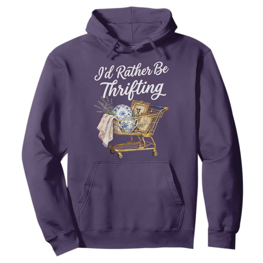 I Would Rather Be Thrifting Hoodie Funny Shopping Quote Vintage Hunter TS11 Purple Print Your Wear