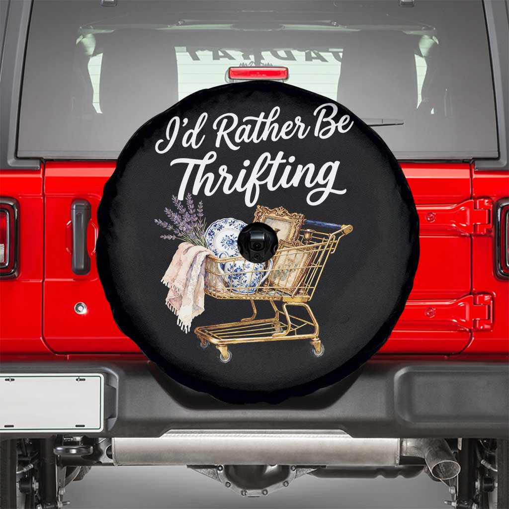 I Would Rather Be Thrifting Spare Tire Cover Funny Shopping Quote Vintage Hunter TS11 Black Print Your Wear
