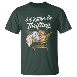 I Would Rather Be Thrifting T Shirt Funny Shopping Quote Vintage Hunter TS11 Dark Forest Green Print Your Wear