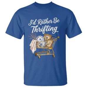 I Would Rather Be Thrifting T Shirt Funny Shopping Quote Vintage Hunter TS11 Royal Blue Print Your Wear