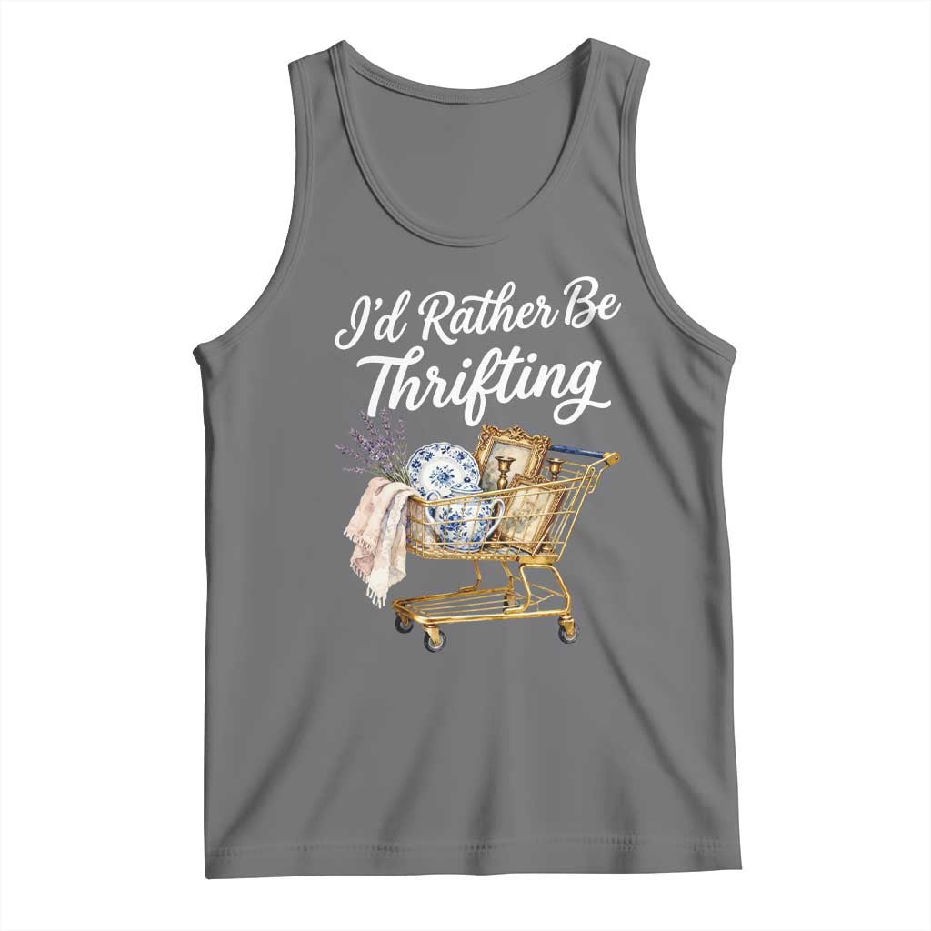 I Would Rather Be Thrifting Tank Top Funny Shopping Quote Vintage Hunter TS11 Black Heather Print Your Wear