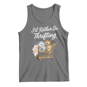 I Would Rather Be Thrifting Tank Top Funny Shopping Quote Vintage Hunter TS11 Black Heather Print Your Wear