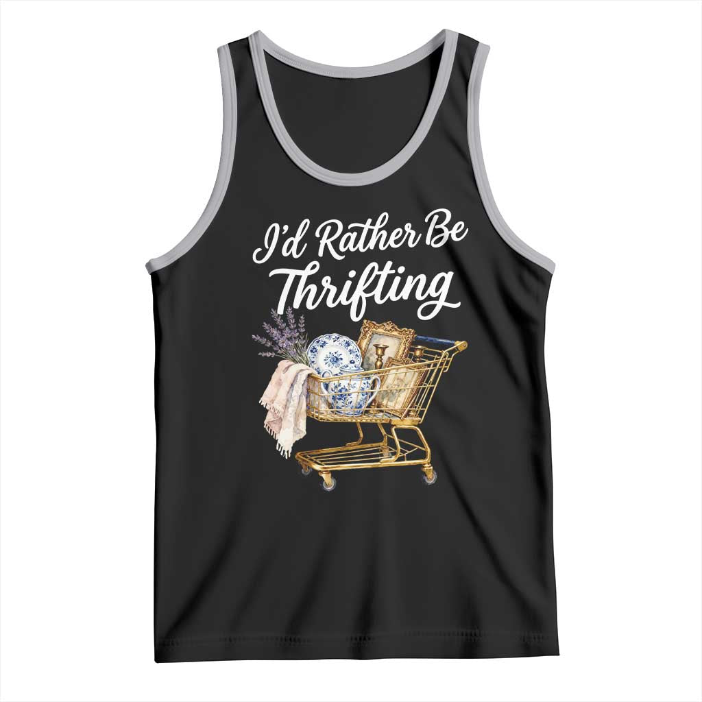 I Would Rather Be Thrifting Tank Top Funny Shopping Quote Vintage Hunter TS11 Black Athletic Heather Print Your Wear