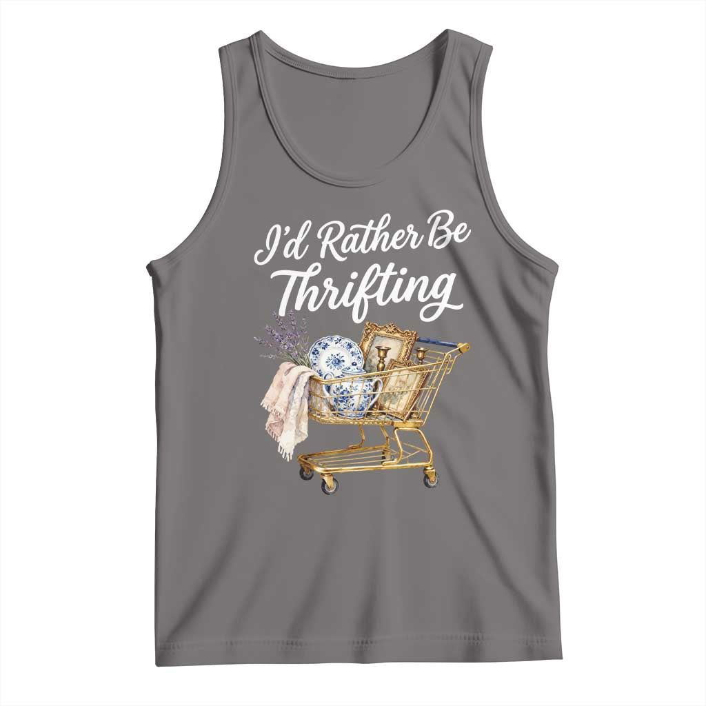 I Would Rather Be Thrifting Tank Top Funny Shopping Quote Vintage Hunter TS11 Deep Heather Print Your Wear