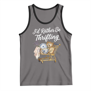 I Would Rather Be Thrifting Tank Top Funny Shopping Quote Vintage Hunter TS11 Deep Heather Black Print Your Wear