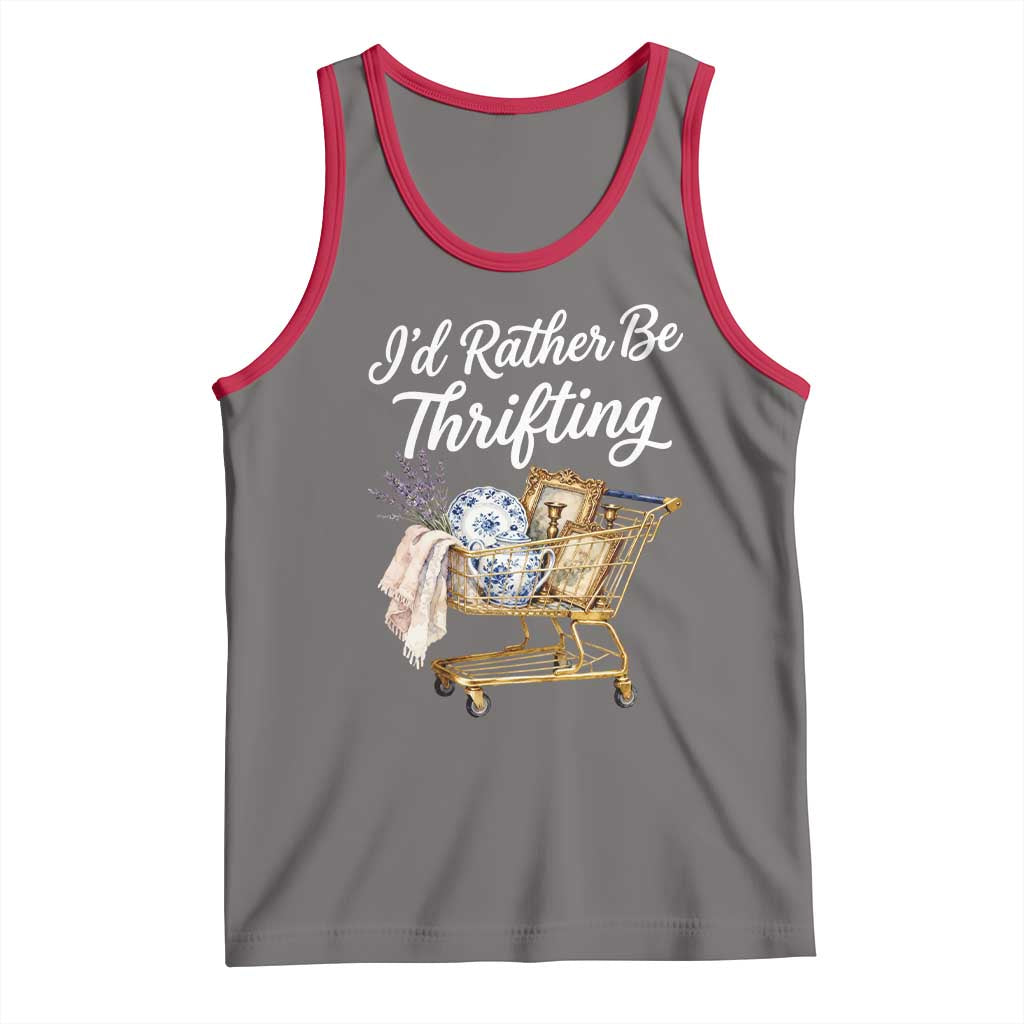 I Would Rather Be Thrifting Tank Top Funny Shopping Quote Vintage Hunter TS11 Deep Heather Red Print Your Wear