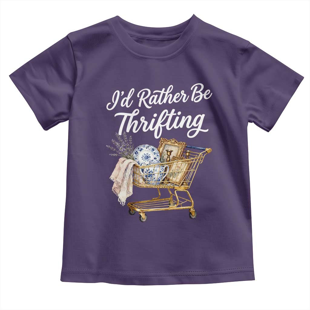 I Would Rather Be Thrifting Toddler T Shirt Funny Shopping Quote Vintage Hunter TS11 Purple Print Your Wear