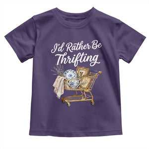 I Would Rather Be Thrifting Toddler T Shirt Funny Shopping Quote Vintage Hunter TS11 Purple Print Your Wear