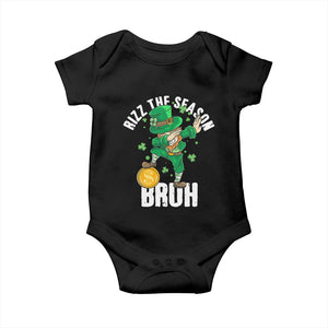 Funny St Patrick's Day Rizz The Season Bruh Baby Onesie Leprechaun Shamrock TS11 Black Print Your Wear