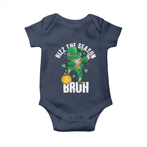 Funny St Patrick's Day Rizz The Season Bruh Baby Onesie Leprechaun Shamrock TS11 Navy Print Your Wear