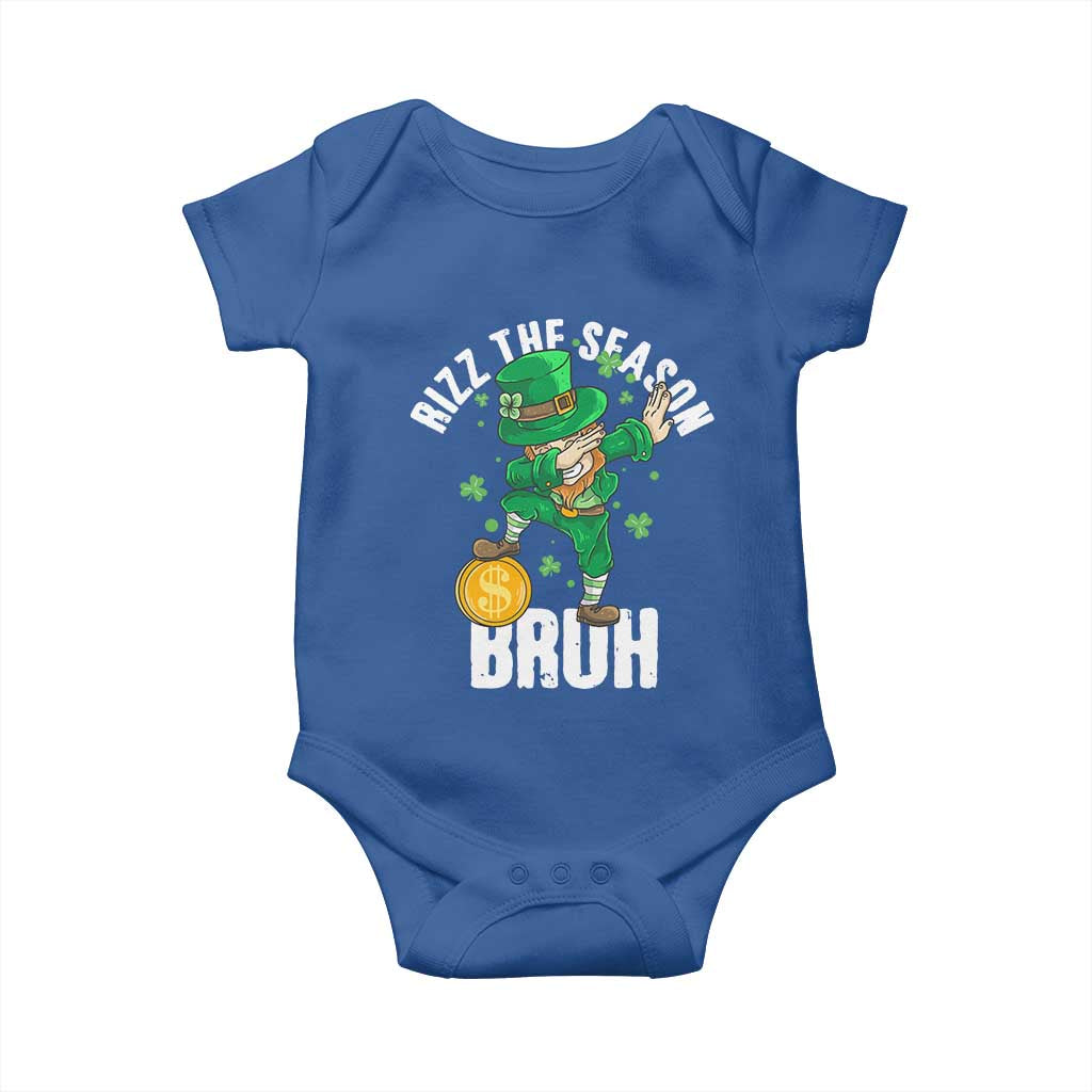 Funny St Patrick's Day Rizz The Season Bruh Baby Onesie Leprechaun Shamrock TS11 Royal Blue Print Your Wear