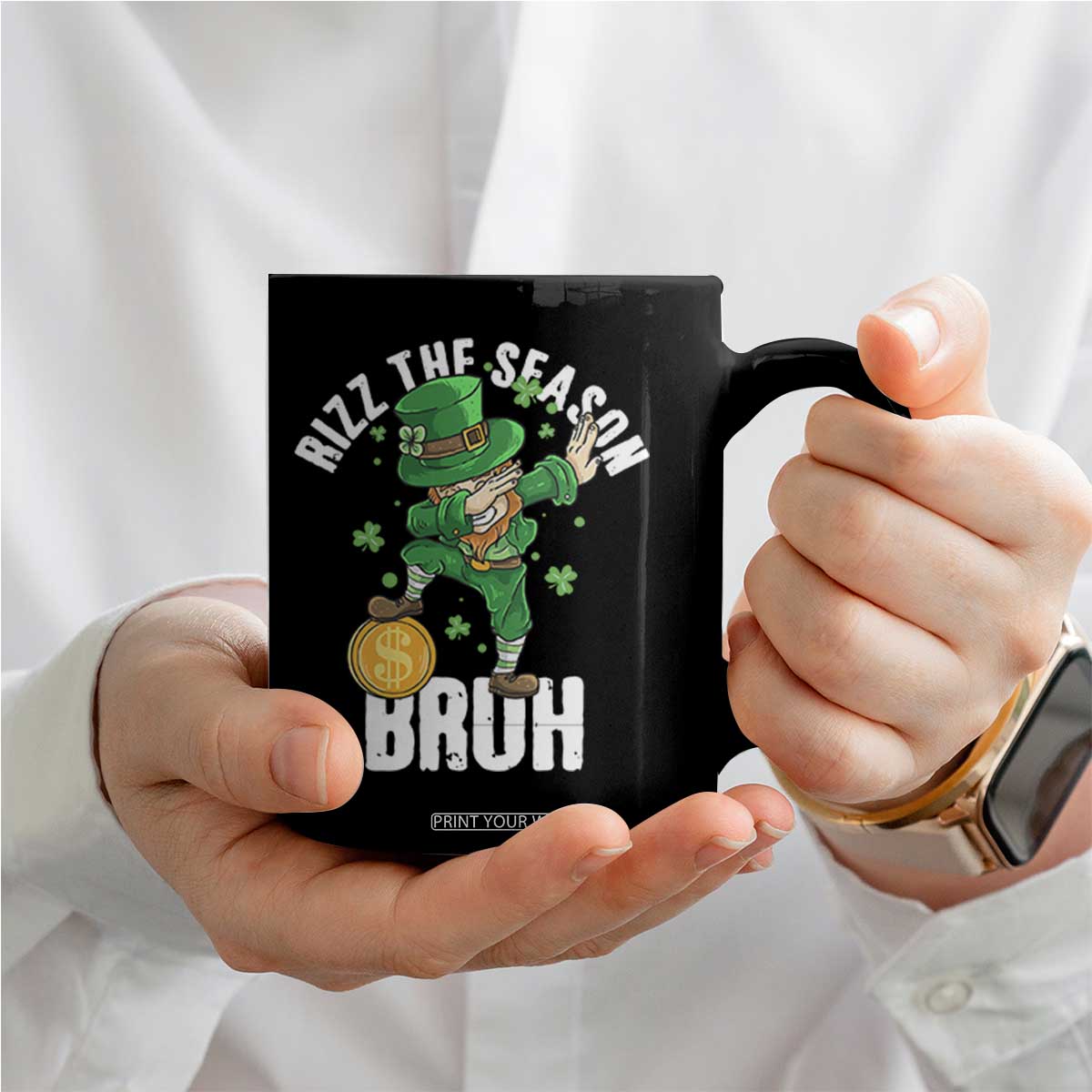 Funny St Patrick's Day Rizz The Season Bruh Coffee Mug Leprechaun Shamrock TS11 Print Your Wear