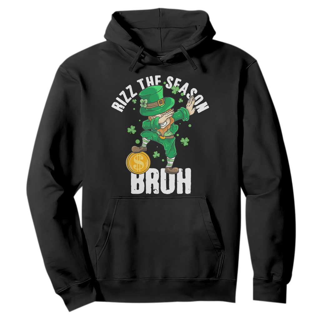 Funny St Patrick's Day Rizz The Season Bruh Hoodie Leprechaun Shamrock TS11 Black Print Your Wear