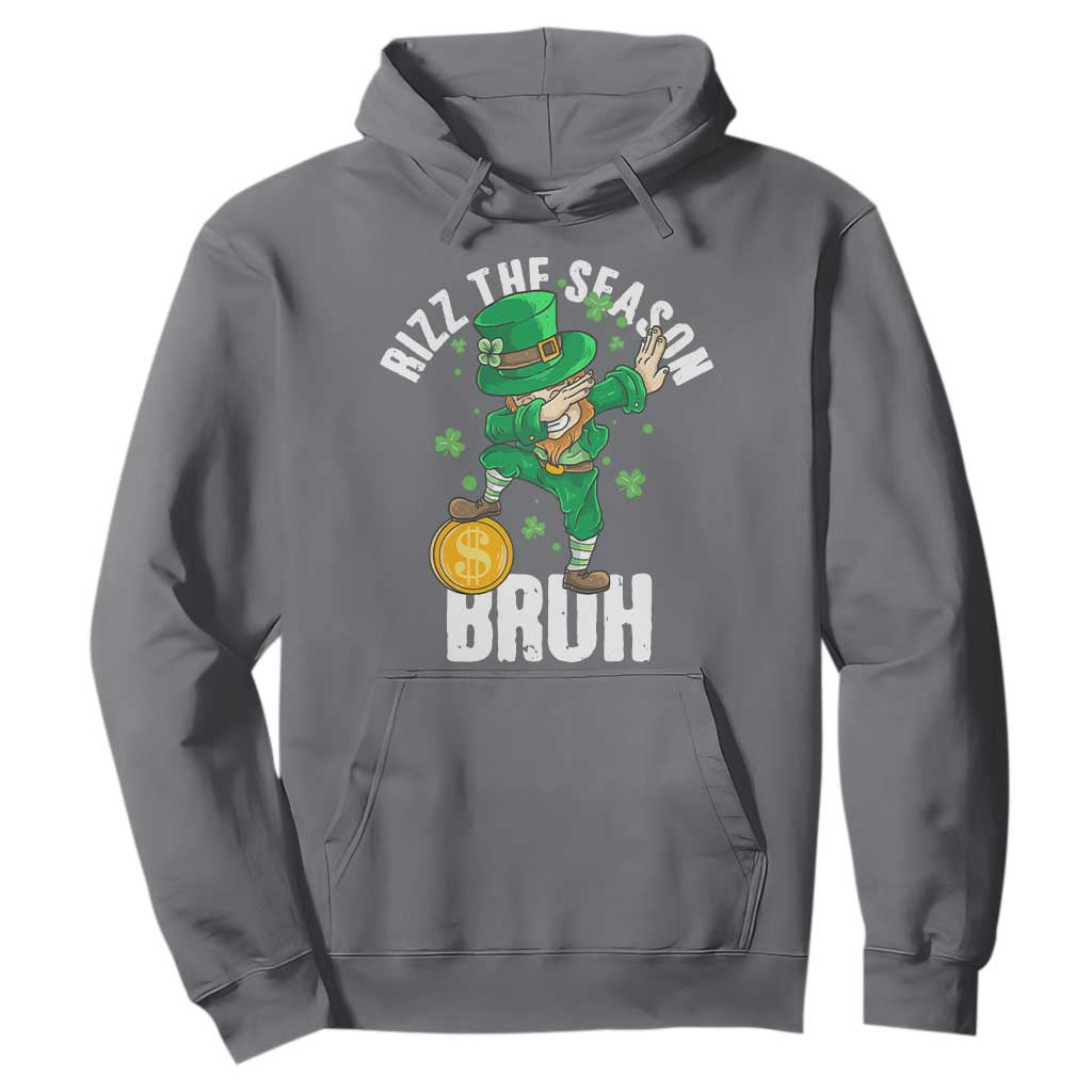 Funny St Patrick's Day Rizz The Season Bruh Hoodie Leprechaun Shamrock TS11 Charcoal Print Your Wear