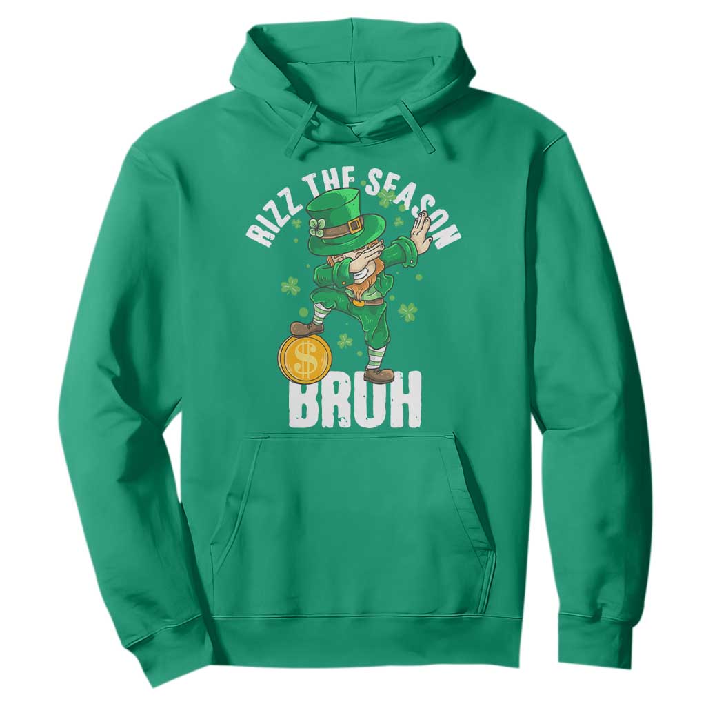 Funny St Patrick's Day Rizz The Season Bruh Hoodie Leprechaun Shamrock TS11 Irish Green Print Your Wear