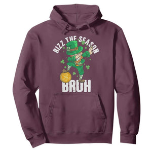 Funny St Patrick's Day Rizz The Season Bruh Hoodie Leprechaun Shamrock TS11 Maroon Print Your Wear