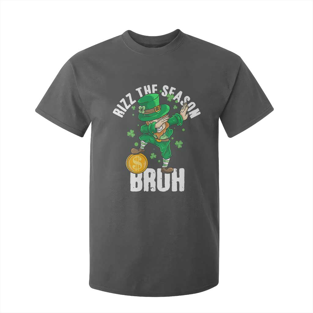Funny St Patrick's Day Rizz The Season Bruh T Shirt For Kid Leprechaun Shamrock TS11 Dark Heather Print Your Wear