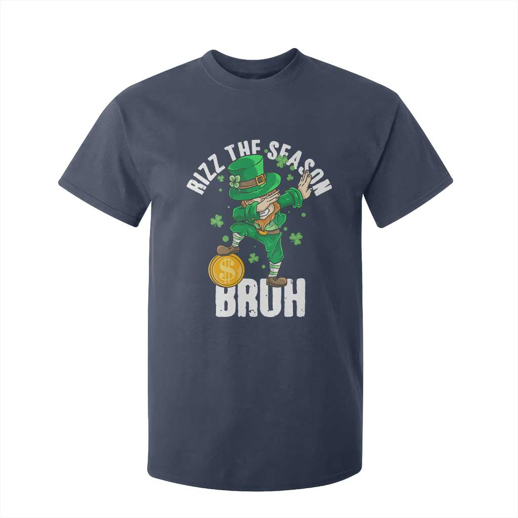 Funny St Patrick's Day Rizz The Season Bruh T Shirt For Kid Leprechaun Shamrock TS11 Navy Print Your Wear