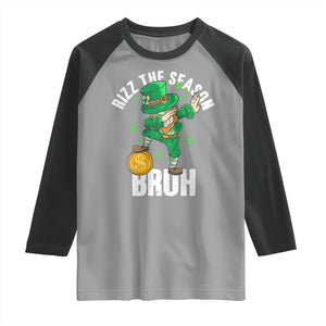 Funny St Patrick's Day Rizz The Season Bruh Raglan Shirt Leprechaun Shamrock TS11 Sport Gray Black Print Your Wear