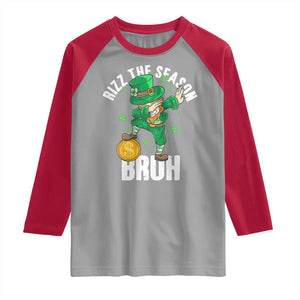 Funny St Patrick's Day Rizz The Season Bruh Raglan Shirt Leprechaun Shamrock TS11 Sport Gray Red Print Your Wear