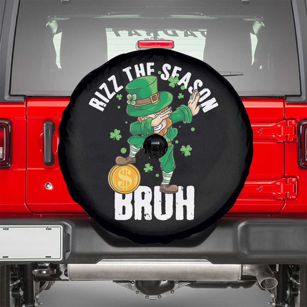 Funny St Patrick's Day Rizz The Season Bruh Spare Tire Cover Leprechaun Shamrock TS11 Black Print Your Wear