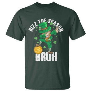 Funny St Patrick's Day Rizz The Season Bruh T Shirt Leprechaun Shamrock TS11 Dark Forest Green Print Your Wear