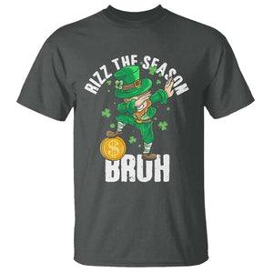 Funny St Patrick's Day Rizz The Season Bruh T Shirt Leprechaun Shamrock TS11 Dark Heather Print Your Wear