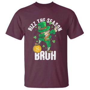 Funny St Patrick's Day Rizz The Season Bruh T Shirt Leprechaun Shamrock TS11 Maroon Print Your Wear