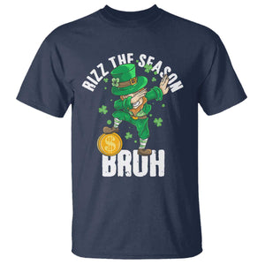 Funny St Patrick's Day Rizz The Season Bruh T Shirt Leprechaun Shamrock TS11 Navy Print Your Wear