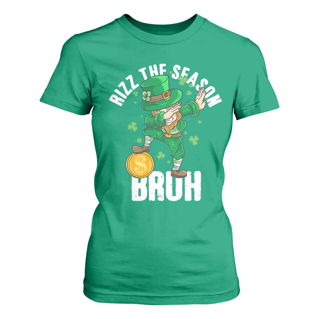 Funny St Patrick's Day Rizz The Season Bruh T Shirt For Women Leprechaun Shamrock TS11 Irish Green Print Your Wear