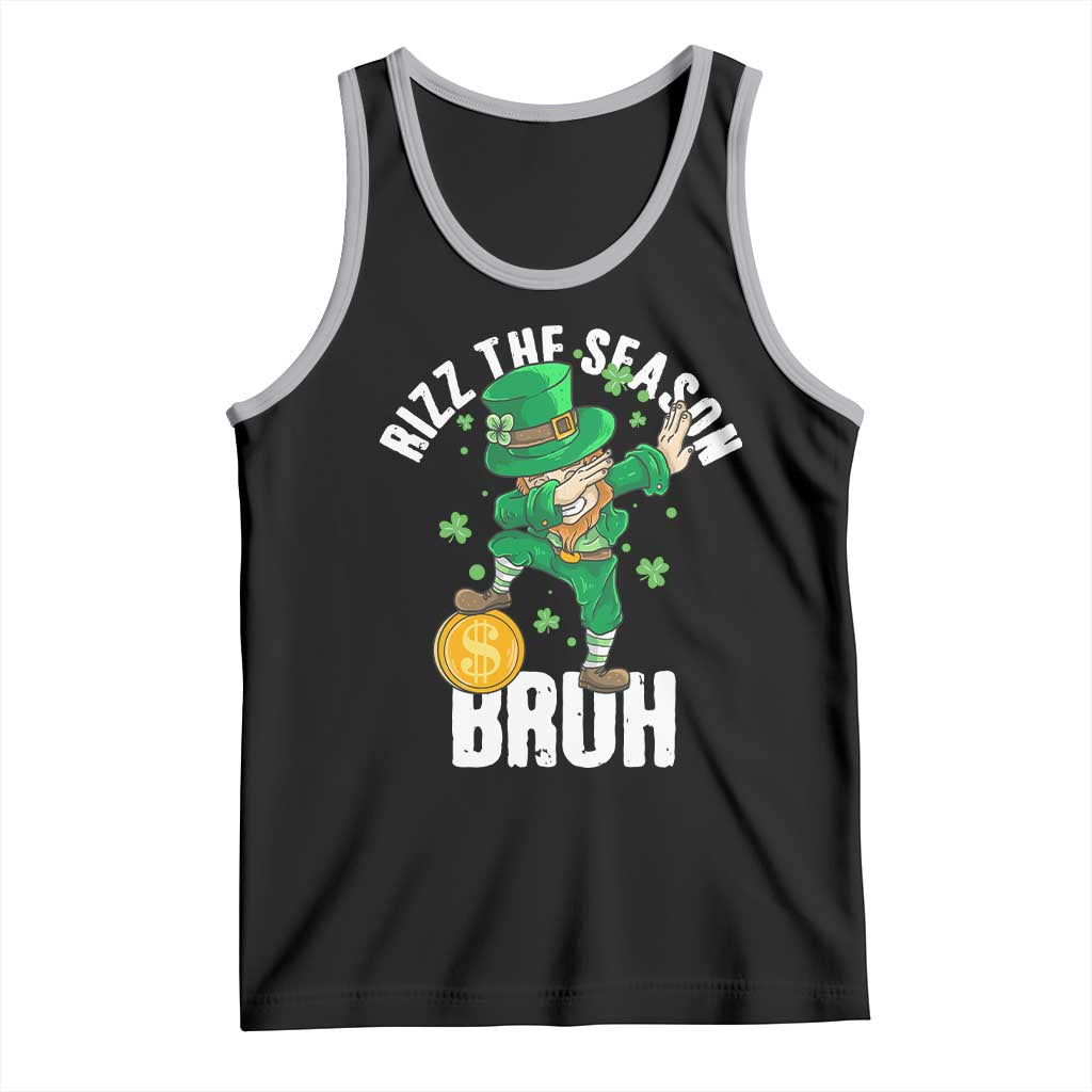 Funny St Patrick's Day Rizz The Season Bruh Tank Top Leprechaun Shamrock TS11 Black Athletic Heather Print Your Wear