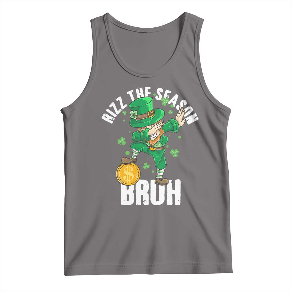 Funny St Patrick's Day Rizz The Season Bruh Tank Top Leprechaun Shamrock TS11 Deep Heather Print Your Wear