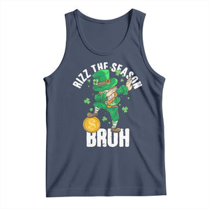 Funny St Patrick's Day Rizz The Season Bruh Tank Top Leprechaun Shamrock TS11 Navy Print Your Wear
