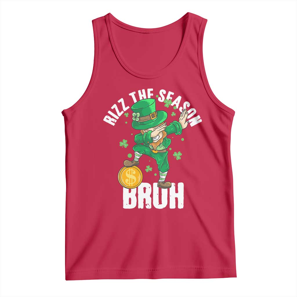 Funny St Patrick's Day Rizz The Season Bruh Tank Top Leprechaun Shamrock TS11 Red Print Your Wear