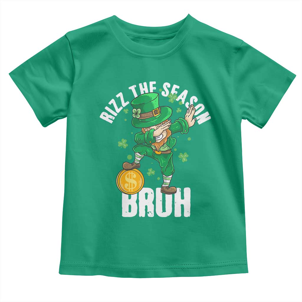 Funny St Patrick's Day Rizz The Season Bruh Toddler T Shirt Leprechaun Shamrock TS11 Irish Green Print Your Wear