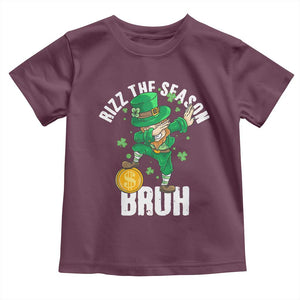 Funny St Patrick's Day Rizz The Season Bruh Toddler T Shirt Leprechaun Shamrock TS11 Maroon Print Your Wear