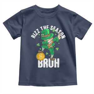 Funny St Patrick's Day Rizz The Season Bruh Toddler T Shirt Leprechaun Shamrock TS11 Navy Print Your Wear