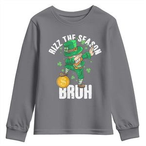 Funny St Patrick's Day Rizz The Season Bruh Youth Sweatshirt Leprechaun Shamrock TS11 Charcoal Print Your Wear