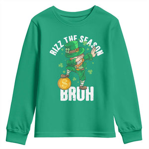 Funny St Patrick's Day Rizz The Season Bruh Youth Sweatshirt Leprechaun Shamrock TS11 Irish Green Print Your Wear