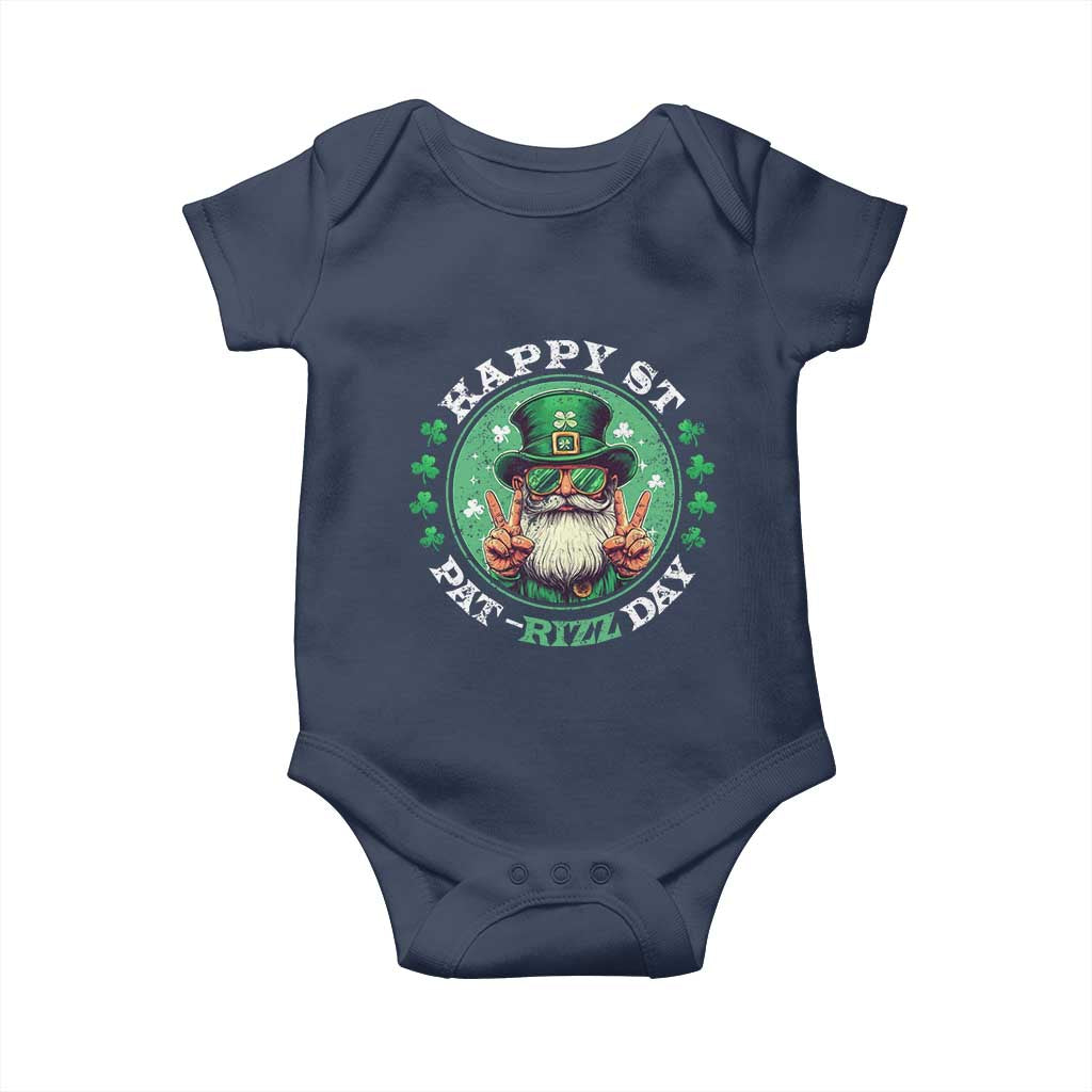 Happy St Pat Rizz Day Baby Onesie Leprechaun St Patrick's Day Shamrock TS11 Navy Print Your Wear