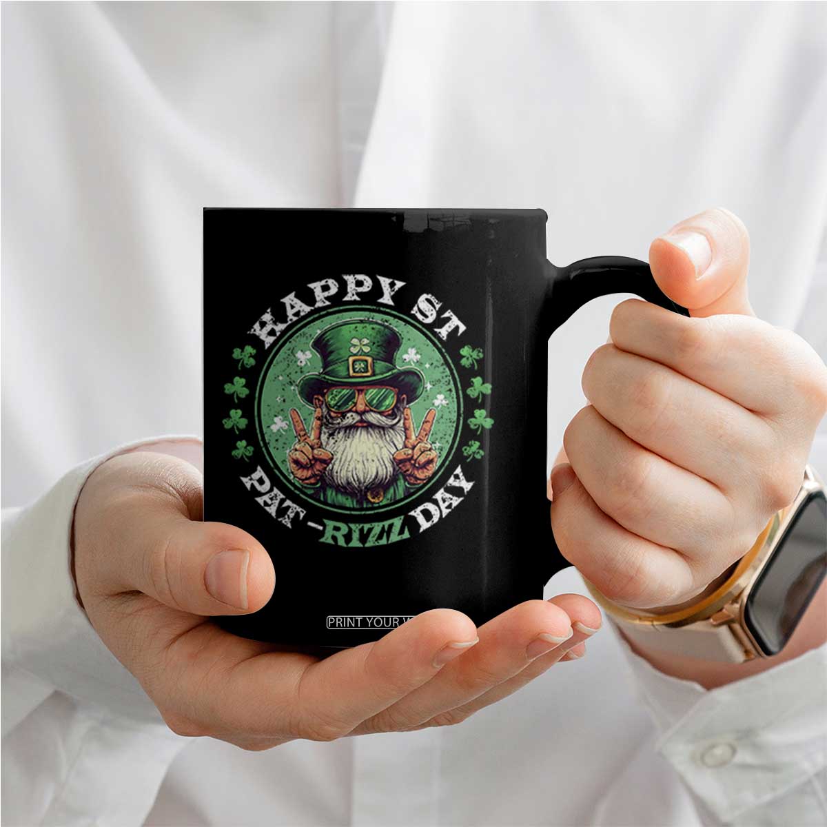 Happy St Pat Rizz Day Coffee Mug Leprechaun St Patrick's Day Shamrock TS11 Print Your Wear