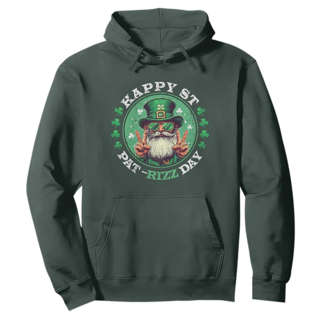 Happy St Pat Rizz Day Hoodie Leprechaun St Patrick's Day Shamrock TS11 Dark Forest Green Print Your Wear