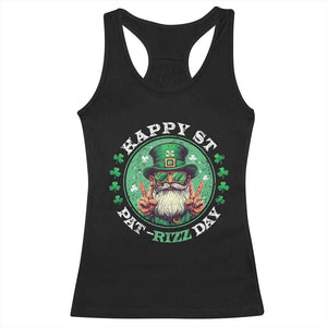Happy St Pat Rizz Day Racerback Tank Top Leprechaun St Patrick's Day Shamrock TS11 Black Print Your Wear