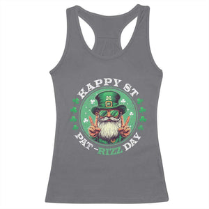 Happy St Pat Rizz Day Racerback Tank Top Leprechaun St Patrick's Day Shamrock TS11 Charcoal Print Your Wear